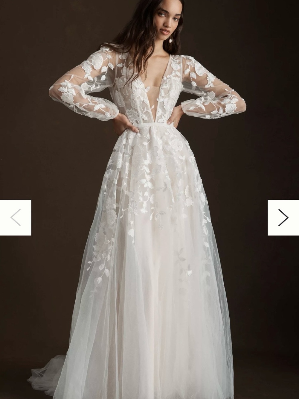 Willowby by Watters Olena Wedding Gown- plunge, open back, floral lace